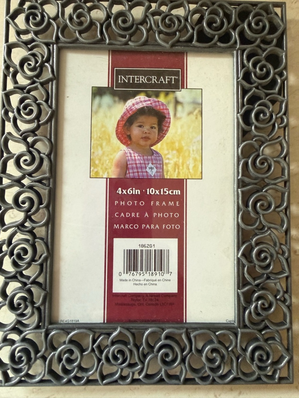 Intercraft Metal Rose Photo Frame 4x6 Black Floral Decorative Picture Frame